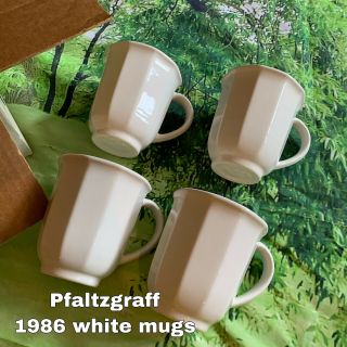 Set Of 4 Pfaltzgraff Solid White Mugs Coffee Cups Vintage 1986 Heritage