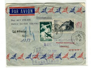 1947 Poste Restante Cover France To Shanghai China,  Return To France