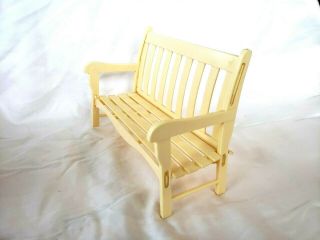 Barbie Size Patio Bench - Outdoor Furniture - Cream Color - Sitting Bench - Plastic 2