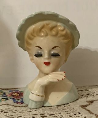 Vintage 1963 Inarco Lady Head Vase Planter Headvase Mini 3 1/4 In