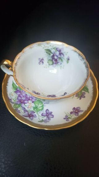 Rare Mini Violets Royal Chelsea Bone China Tea Cup & Saucer Made In England