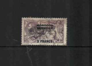 Morocco Agencies - Gb 2/6d With 3 Franc Overprint,  Perfin " Bci ",
