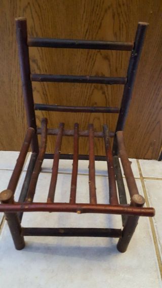 14 " Chair Rustic Wooden Brown Handmade Branch Unique Doll/bear Display Play