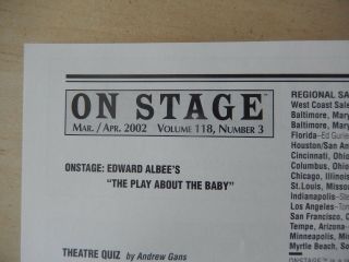 March/April 2002 - Plays And Players Theatre Playbill - The Play About The Baby 2