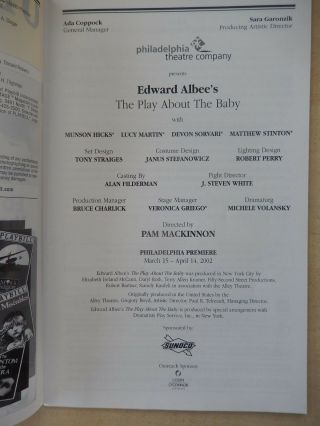 March/April 2002 - Plays And Players Theatre Playbill - The Play About The Baby 3