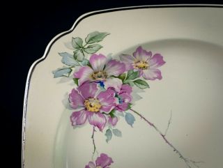 Homer Laughlin Briar Rose Square Luncheon Plates 2 pc Set,  Vintage 1930s 8 3/4 