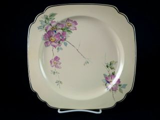 Homer Laughlin Briar Rose Square Luncheon Plates 2 pc Set,  Vintage 1930s 8 3/4 