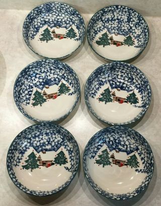 Folk Craft Tienshan Cabin In The Snow 6 1/2 " Set Of 6 Cereal Bowls