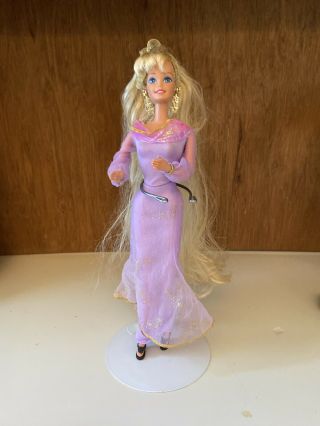 Barbie Mattel Doll Blonde Articulated Blue Eyes W/ Clothes Shoes & Jewelry Gown
