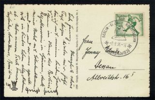 Germany 1936 Olympic Post Card With Special Cancel