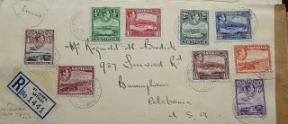 Antigua 1941 Registered Cover With 9 Stamps To 2/6,  Examined By Censor Antigua