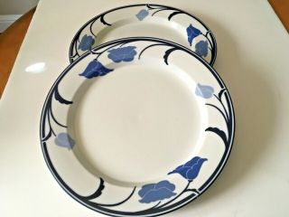 Set Of 2 Dansk Tivoli Belles Fleures Blue Dinner Plates 10 7/8”