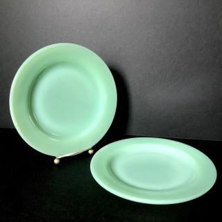 Set Of 2 - 6.  75 " Vintage Fire - King Jadeite Green Pie Dessert Dessert Plates