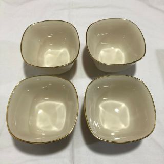 Lenox Special Square Dessert Bowl,  Gold Trim,  Cream Color,  Set Of 4
