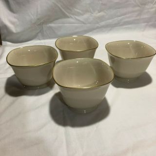 Lenox Special Square Dessert Bowl,  Gold Trim,  Cream Color,  Set of 4 2