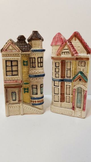 Set Vintage Victorian House Wall Pocket Ceramic House Japan