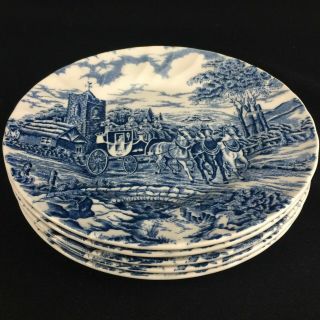 Set of 5 VTG Bread Plates Churchill Royal Mail Blue Wessex Stage Coach England 3