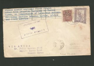 1928 First Flight Cover From Asuncion Paraguay To Buenos Aires Argentina