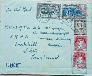 Ceylon 1948 Airmail Cover To Ireland Redirected With Additional Irish Stamps