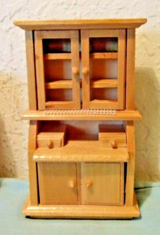 Dollhouse miniature Furniture 1:12 Country Kitchen Hutch Cupboard Pantry Filled 2