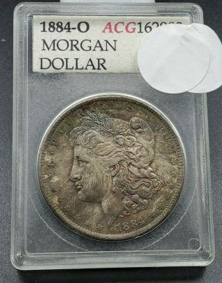 1884 O Morgan Silver Dollar Coin Choice Bu Grade Accugrade Textile Like Toning