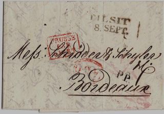 Russia 1838 Letter Riga To Bordeaux /france Via Tilsit/prussia,  Givet