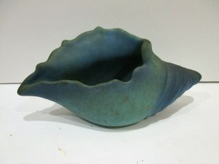 Artist Signed Vtg Van Briggle Large 9 " Teal Blue Conch Shell Planter Pottery Art