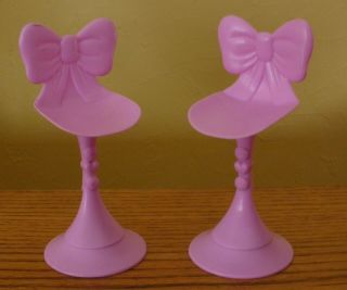 Barbie Doll Furniture Pink Purple 2 Bow Tie Bar Chairs/ Stools - 2