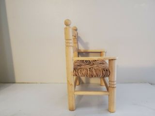 Wooden Doll Bear Bench Chair woven seat,  great display piece 7 