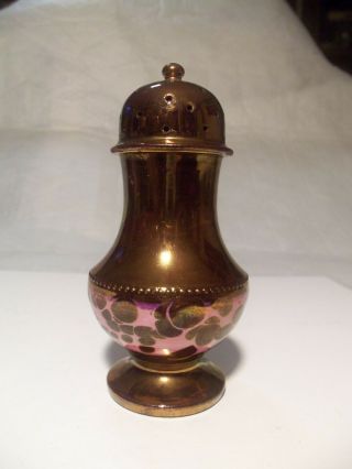 Antique 1820s - 40s Staffordshire Pink & Copper Luster Pottery Pepper Pot Shaker