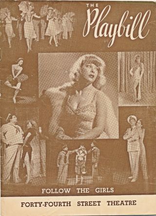 1945 Playbill " Follow The Girls " 44th St.  Theatre,  Ny Jackie Gleason,  G.  Niesen