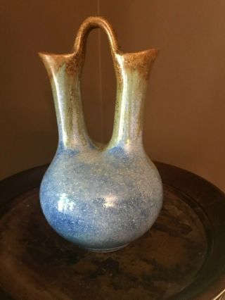 Pigeon Forge Pottery Blue Flambe Glaze Wedding Vase,  Signed Douglas Ferguson
