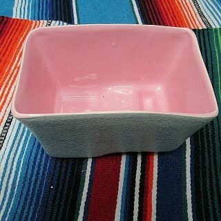 Vintage Mccoy 201 Blue And Pink Planter Ruff Finish On Outside