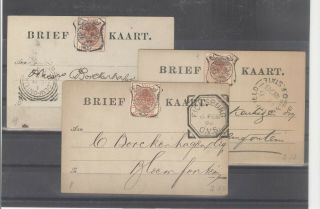 Orange State South Africa 1896 - 98 Group Of 3 Postcard Diff Postmarks