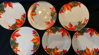 Royal Norfolk Autumn Fall Oak Leaves Dinner Plates 10 1/2 " Diameter Set Of 6