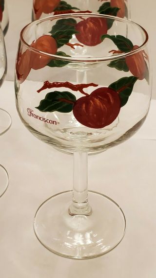 Vintage Franciscan Apple Glass Wine/water Goblets (set Of 4; Box;)