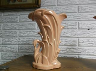 Large Mccoy Art Pottery Swan Vase Btm Marked Vase 9 1/2 " Tall