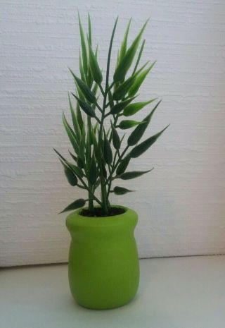 Plant In Olive Green Planter Custom Hand Made 1:6 Scale (small)