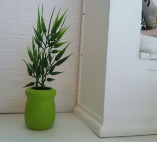 PLANT IN OLIVE GREEN PLANTER CUSTOM HAND MADE 1:6 SCALE (Small) 3