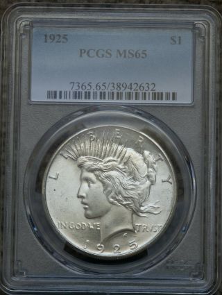 1925 - P Peace Dollar Pcgs Certified Ms65