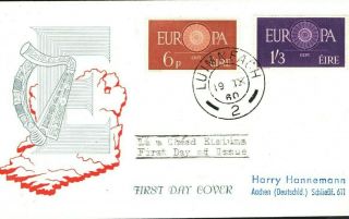 Eire Ireland Fine First Day Cover Europa Fdc Cat £35 1960 {samwells - Covers}da229