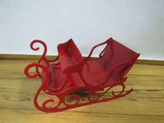 Dollhouse Miniatures,  Sleigh,  Red Metal,  1/24 (half) Scale