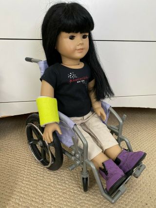 American Girl Doll Purple Wheelchair Arm Leg Cast Crutches Set AG 18 
