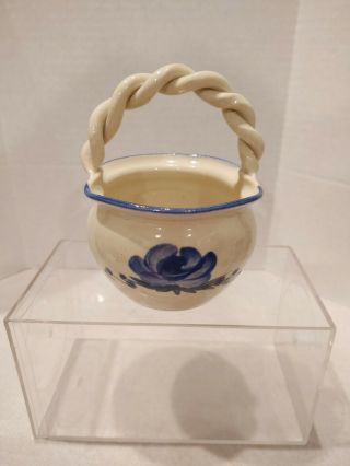 Studio Art Pottery Twisted Handle Basket - Signed Kovack Csk 1996 - Nc,