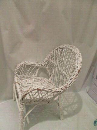 13 inch White Wicker Basket Weave Doll or Bear Chair 2