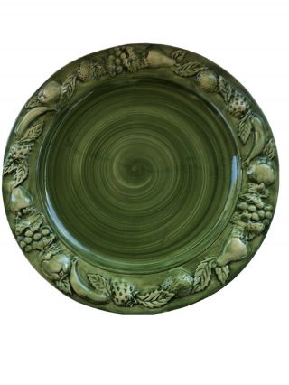 Faria & Bento Green Dinner Plate - Hand Painted