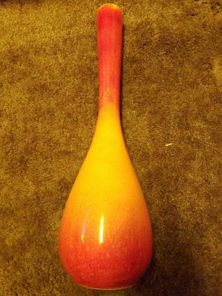 Vtg Royal Haeger 15 " Tall Vase Orange Red Fire Burst Art Pottery Mid Century Mod