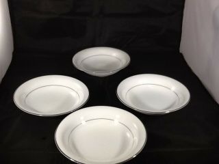 Set Of 4 Vtg Noritake China Envoy Salad/soup Bowls 6325 Platinum Rim White
