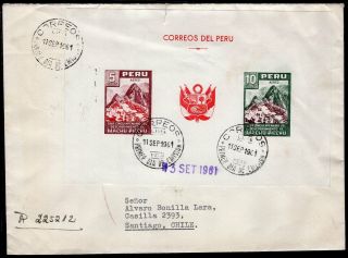 417 Peru To Chile Registered Cover 1961 Ss Machu Picchu Lima - Santiago