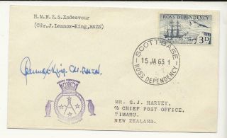 C7419 Antarctic Scott Base Ross Dependency Hmnzs Endeavour Signed Cover 1963